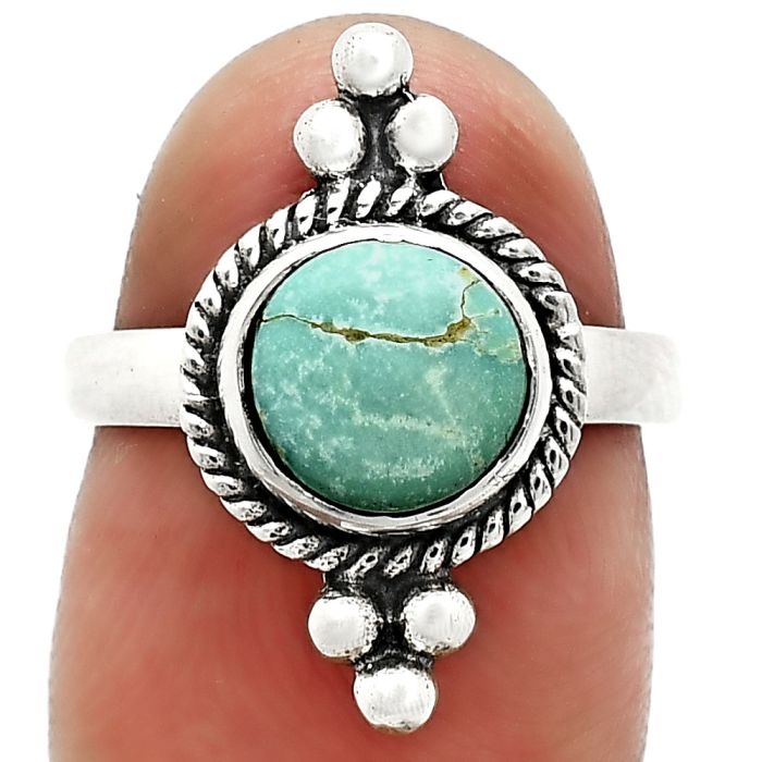 Natural Rare Turquoise Nevada Aztec Mt Ring size-6 SDR243768 R-1127, 8x8 mm