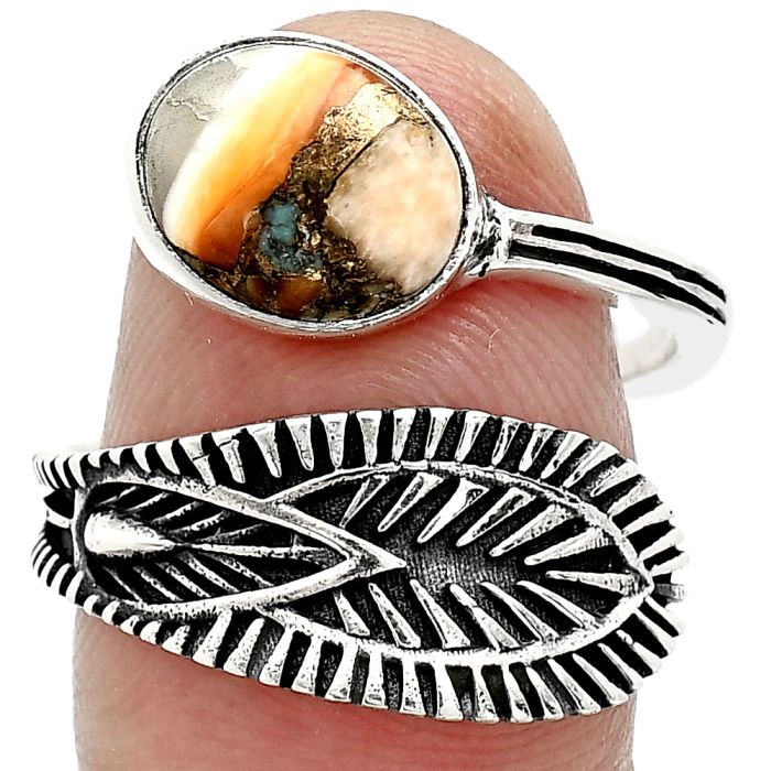 Adjustable - Spiny Oyster Turquoise Ring size-8.5 SDR243780 R-1116, 8x10 mm