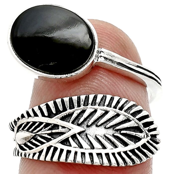 Adjustable - Black Onyx Ring size-7.5 SDR243804 R-1116, 9x11 mm