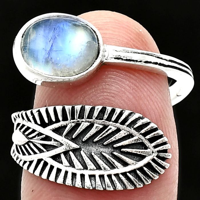 Adjustable - Rainbow Moonstone Ring size-7 SDR243820 R-1116, 7x9 mm