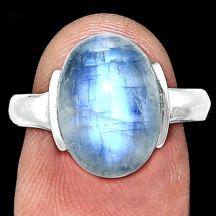 Rainbow Moonstone Ring size-8 SDR243906 R-1173, 10x14 mm