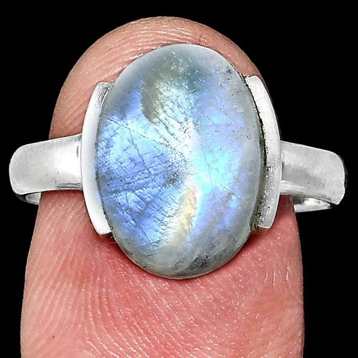 Rainbow Moonstone Ring size-9 SDR243909 R-1173, 10x14 mm