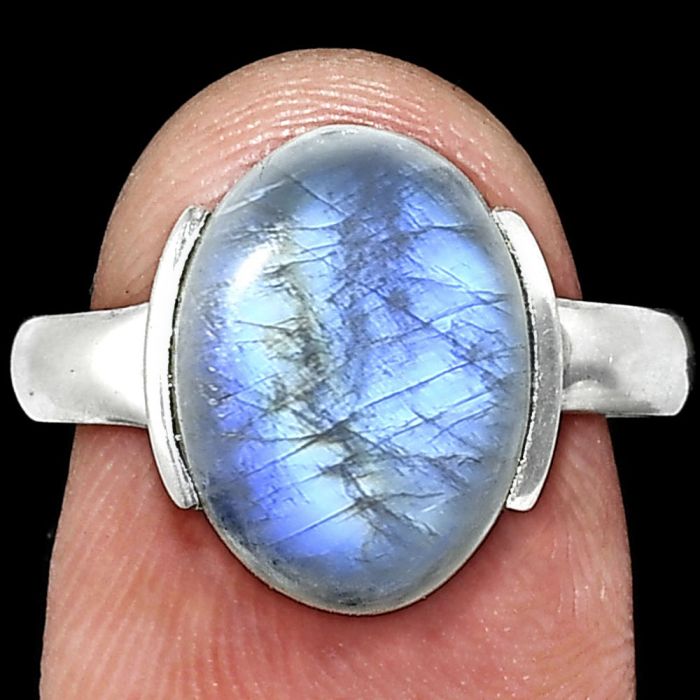 Rainbow Moonstone Ring size-8 SDR243912 R-1173, 10x14 mm