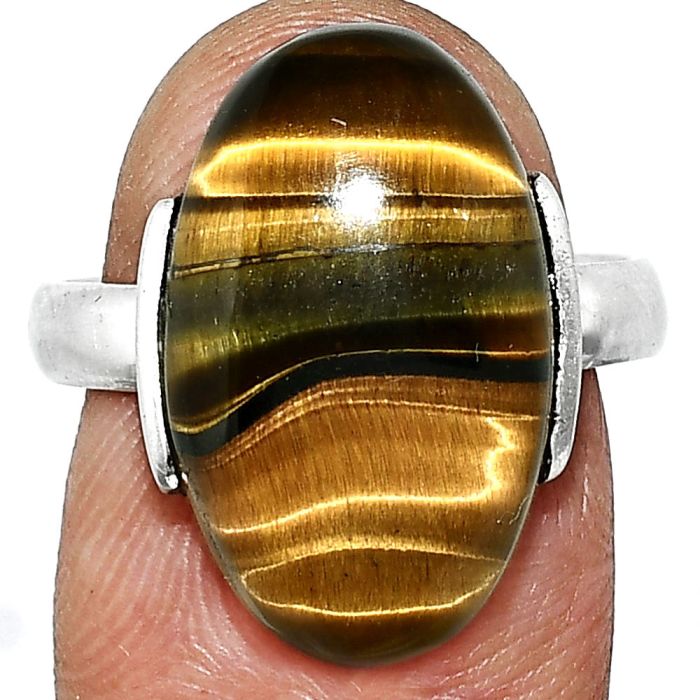 Tiger Eye Ring size-8 SDR243924 R-1173, 12x19 mm