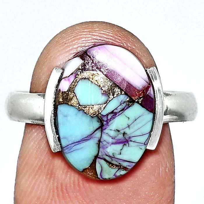 Kingman Pink Dahlia Turquoise Ring size-9 SDR243925 R-1173, 11x15 mm