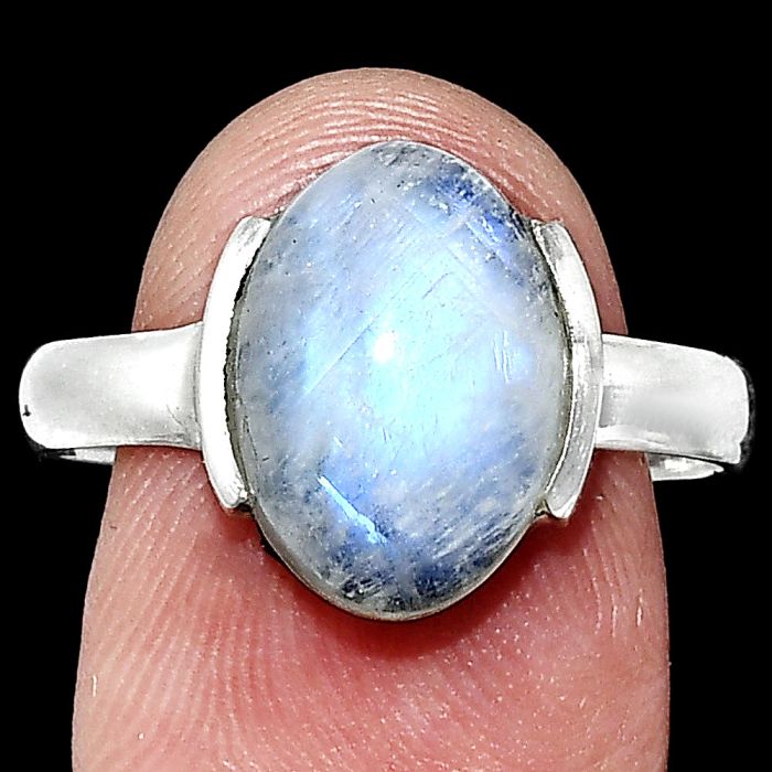 Rainbow Moonstone Ring size-9.5 SDR243947 R-1173, 10x14 mm