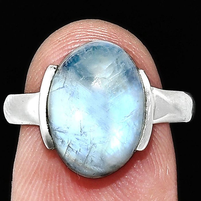 Rainbow Moonstone Ring size-8 SDR243949 R-1173, 10x14 mm