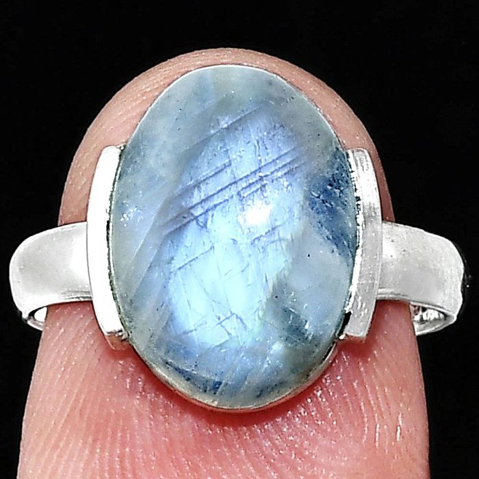 Rainbow Moonstone Ring size-7 SDR243950 R-1173, 10x14 mm