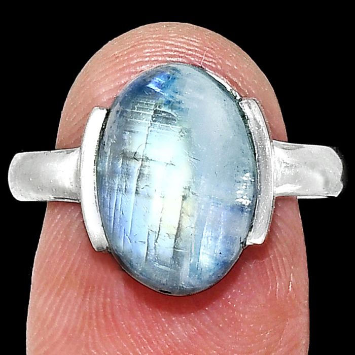 Rainbow Moonstone Ring size-9 SDR243952 R-1173, 10x14 mm