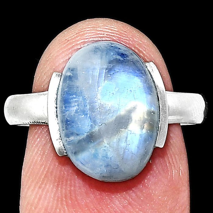 Rainbow Moonstone Ring size-8.5 SDR243953 R-1173, 10x14 mm