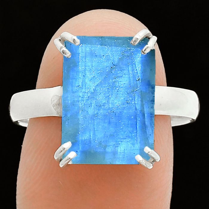 Faceted Rainbow Moonstone Ring size-10 SDR243973 R-1020, 10x14 mm