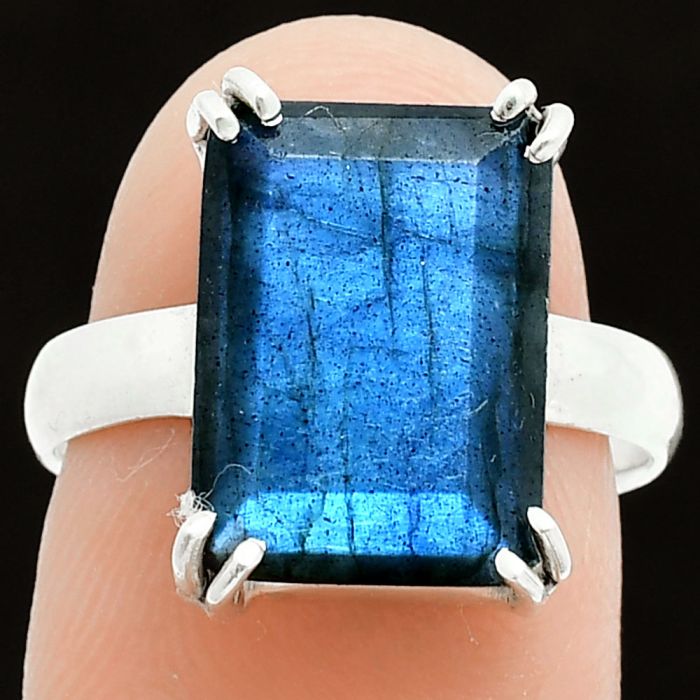 Faceted Blue Labradorite Ring size-7 SDR243978 R-1020, 10x14 mm