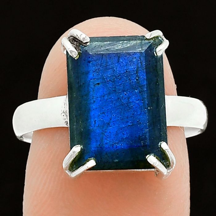 Faceted Blue Labradorite Ring size-8.5 SDR243988 R-1020, 10x14 mm