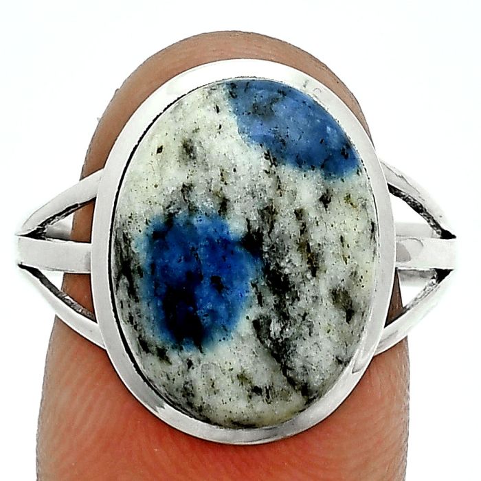 K2 Blue - Azurite In Quartz Ring size-9.5 SDR243993 R-1006, 12x16 mm