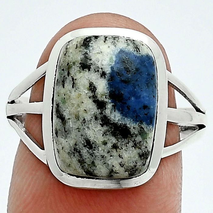 K2 Blue - Azurite In Quartz Ring size-9 SDR244002 R-1006, 10x14 mm