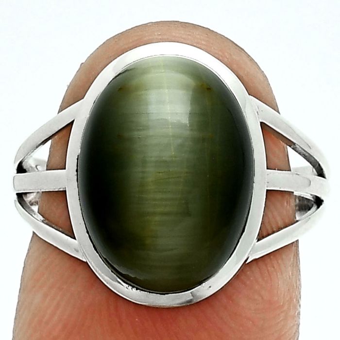 Genuine Cats Eye Ring size-8 SDR244005 R-1006, 10x14 mm