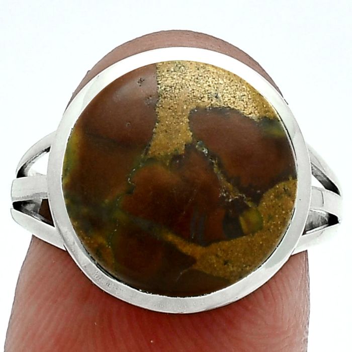 Bamboo Jasper Ring size-8 SDR244007 R-1006, 13x13 mm