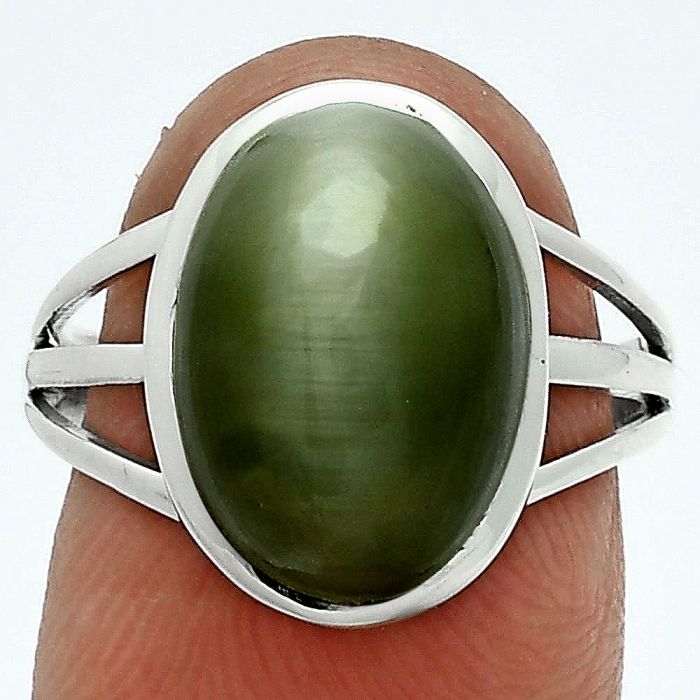 Genuine Cats Eye Ring size-8 SDR244012 R-1006, 10x14 mm