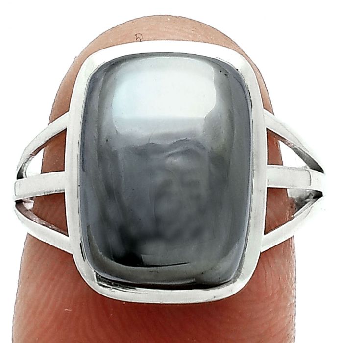 Gunmetal Ring size-7.5 SDR244016 R-1006, 10x14 mm