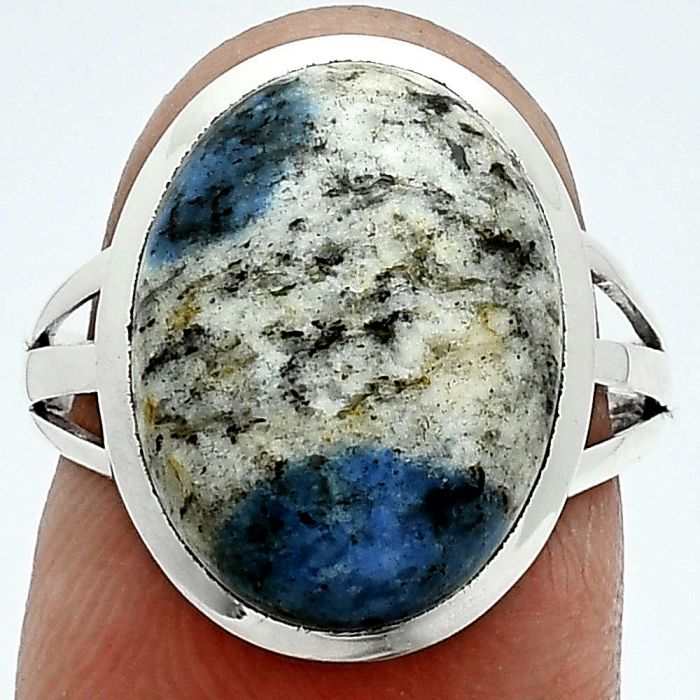 K2 Blue - Azurite In Quartz Ring size-7 SDR244019 R-1006, 12x16 mm