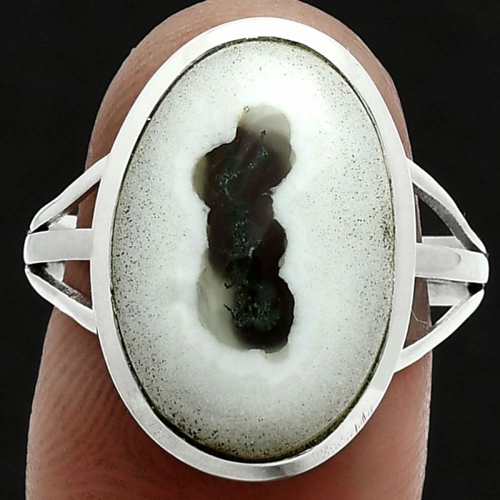 Horse Canyon Moss Agate Ring size-9 SDR244032 R-1006, 12x18 mm