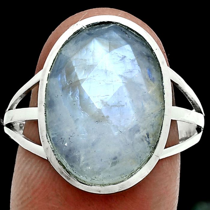 Rainbow Moonstone Checker Ring size-10 SDR244040 R-1006, 12x16 mm