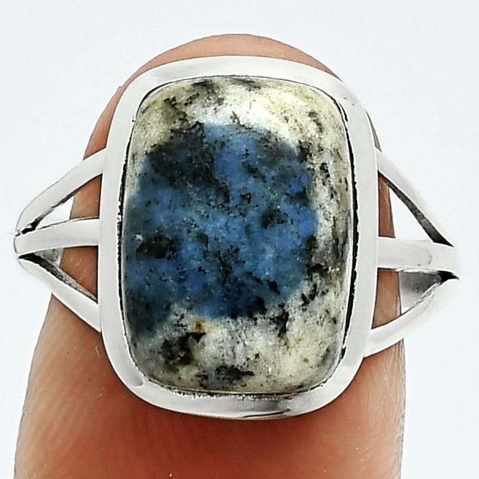 K2 Blue - Azurite In Quartz Ring size-9 SDR244051 R-1006, 10x14 mm