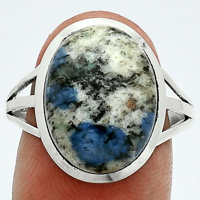 K2 Blue - Azurite In Quartz Ring size-9.5 SDR244054 R-1006, 12x16 mm