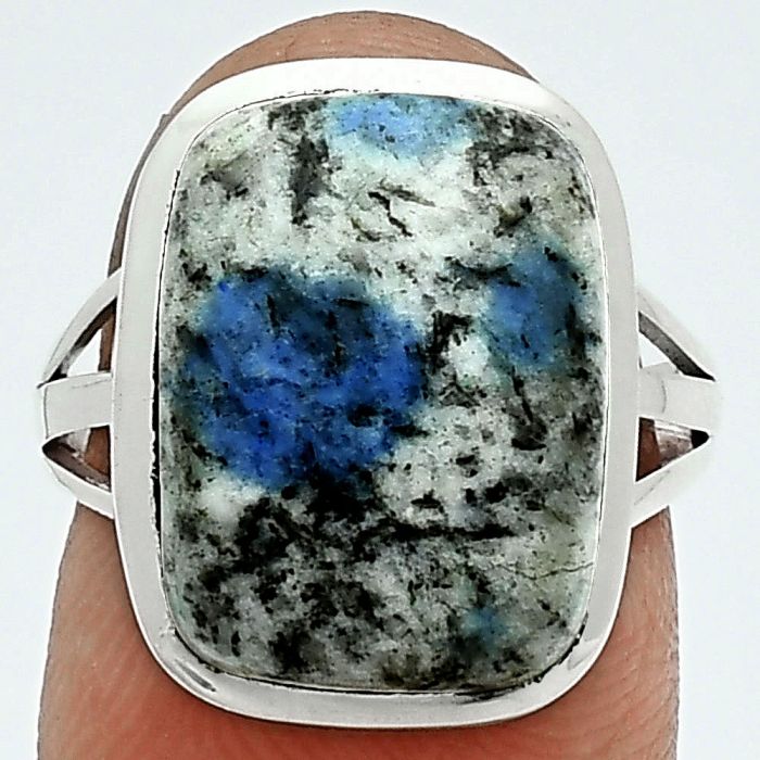 K2 Blue - Azurite In Quartz Ring size-7 SDR244058 R-1006, 12x16 mm