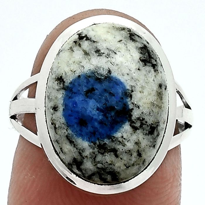 K2 Blue - Azurite In Quartz Ring size-7 SDR244071 R-1006, 12x16 mm