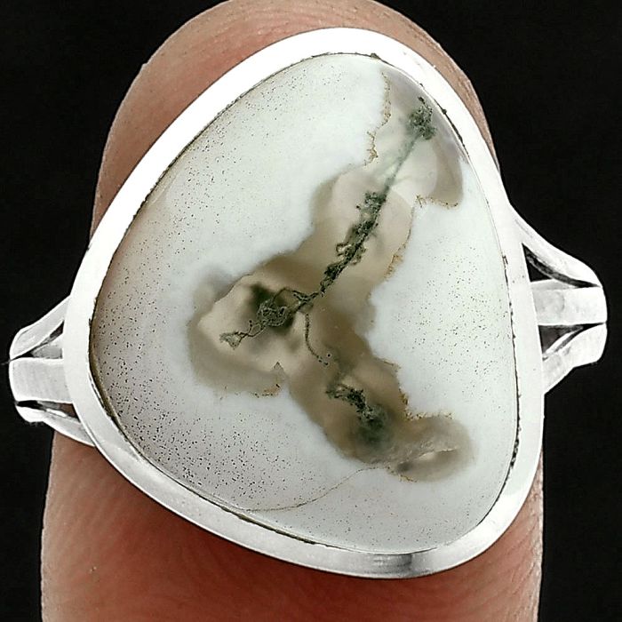 Horse Canyon Moss Agate Ring size-9.5 SDR244080 R-1006, 14x17 mm