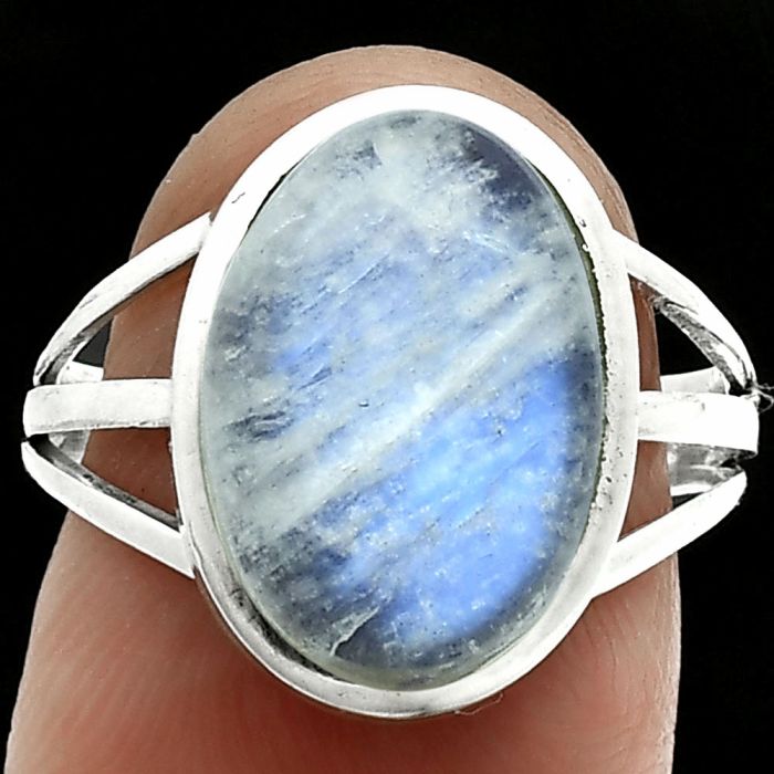 Rainbow Moonstone Checker Ring size-7.5 SDR244082 R-1006, 10x14 mm