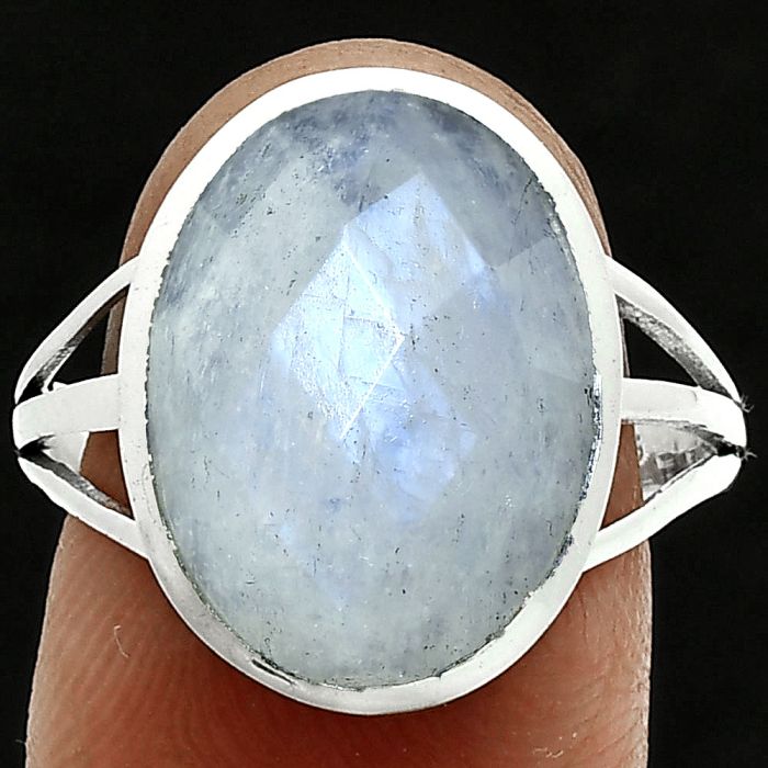 Rainbow Moonstone Checker Ring size-9 SDR244085 R-1006, 12x16 mm