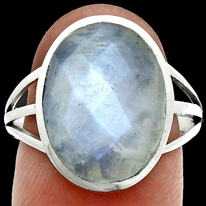 Rainbow Moonstone Checker Ring size-9 SDR244086 R-1006, 12x16 mm