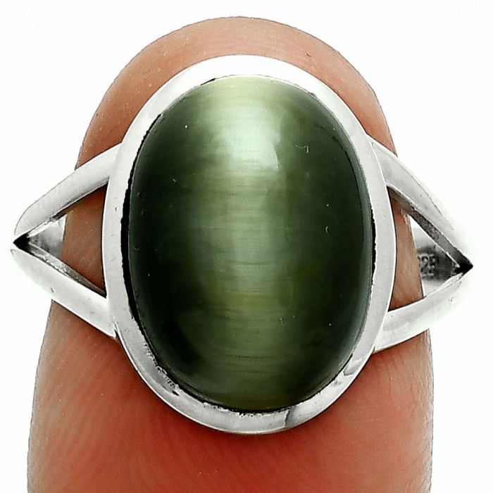 Genuine Cats Eye Ring size-9 SDR244090 R-1005, 10x14 mm