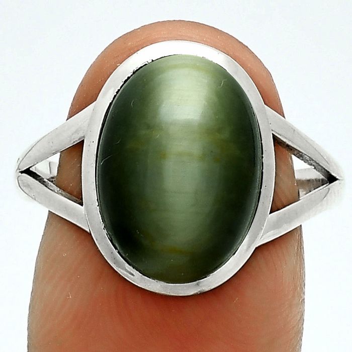 Genuine Cats Eye Ring size-9.5 SDR244098 R-1005, 10x14 mm