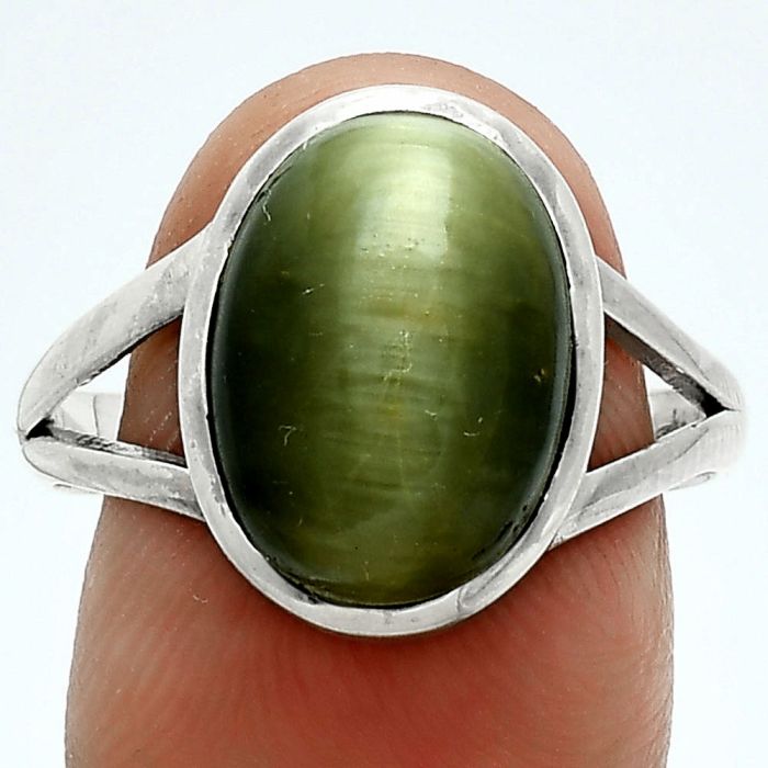 Genuine Cats Eye Ring size-9.5 SDR244100 R-1005, 10x14 mm