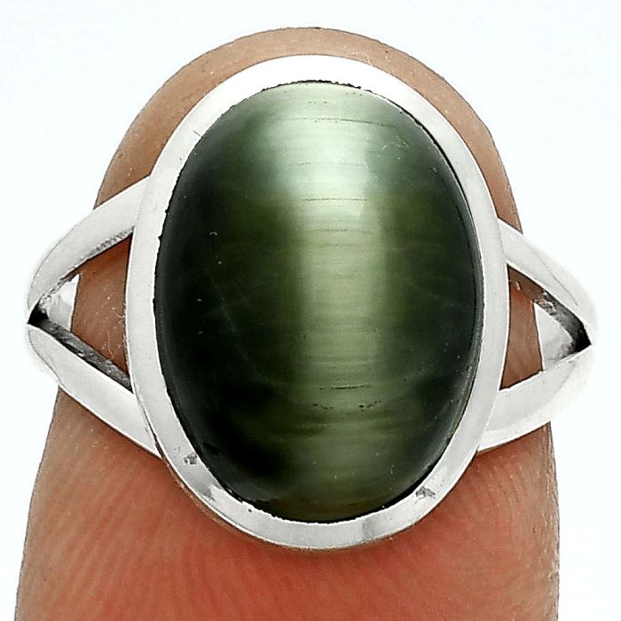 Genuine Cats Eye Ring size-7 SDR244102 R-1005, 10x14 mm