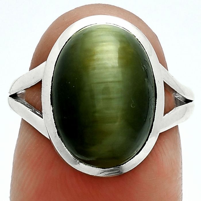 Genuine Cats Eye Ring size-7 SDR244106 R-1005, 10x14 mm