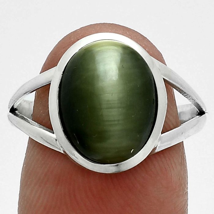 Genuine Cats Eye Ring size-8.5 SDR244109 R-1005, 10x12 mm