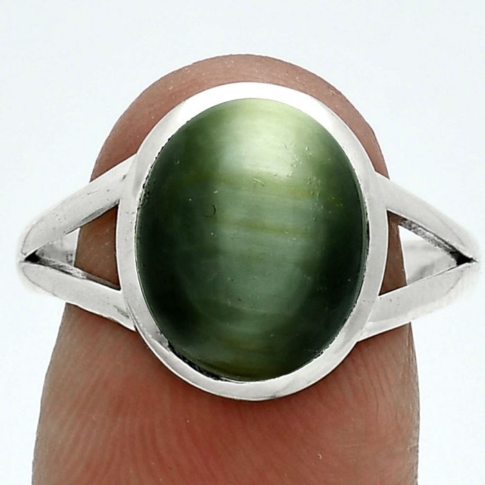 Genuine Cats Eye Ring size-9.5 SDR244112 R-1005, 10x12 mm