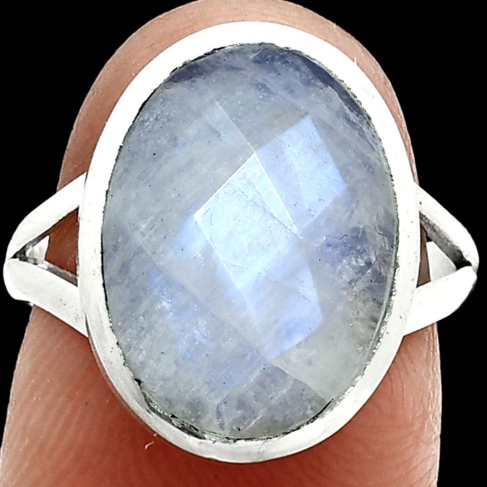 Rainbow Moonstone Checker Ring size-7 SDR244149 R-1005, 12x16 mm