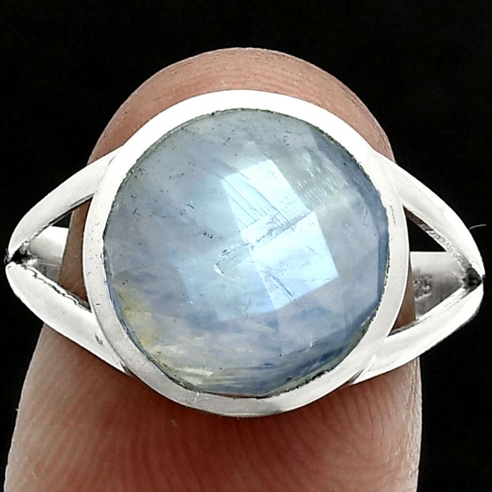 Rainbow Moonstone Checker Ring size-9 SDR244150 R-1005, 12x12 mm