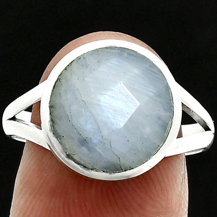 Rainbow Moonstone Checker Ring size-9.5 SDR244153 R-1005, 12x12 mm