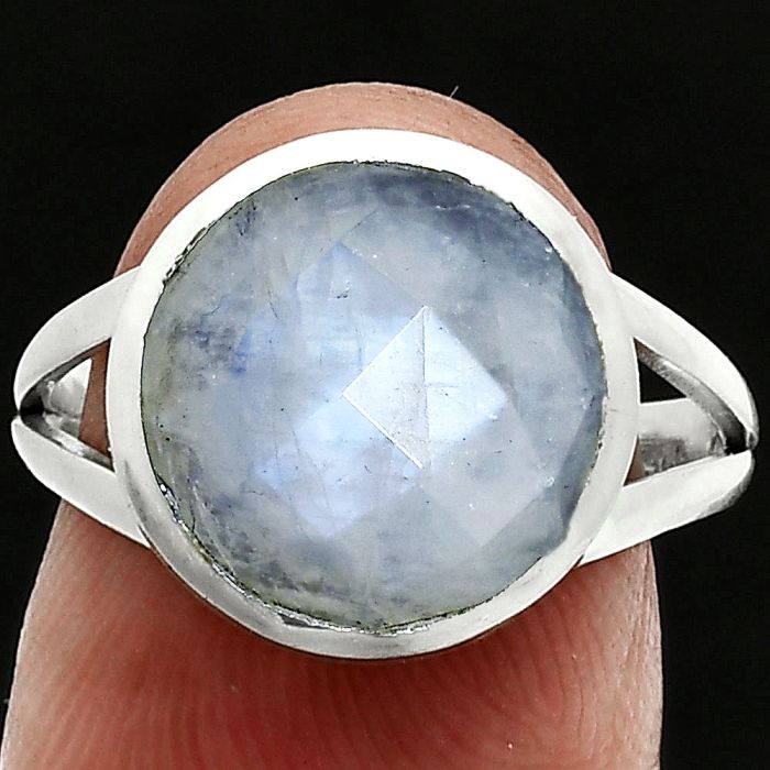 Rainbow Moonstone Checker Ring size-8 SDR244154 R-1005, 12x12 mm