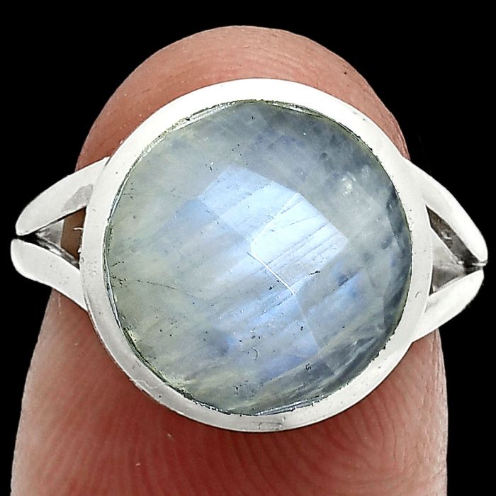 Rainbow Moonstone Checker Ring size-7 SDR244157 R-1005, 12x12 mm