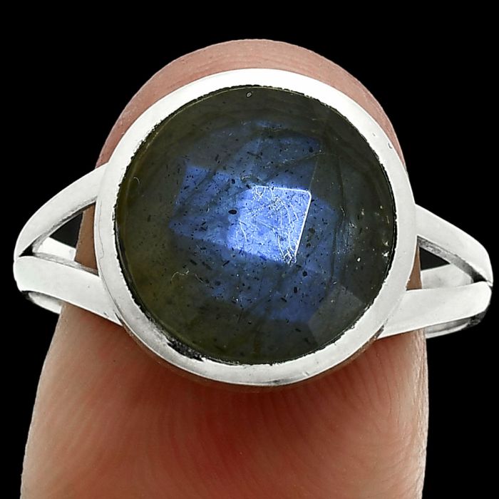 Blue Labradorite Checker Ring size-9.5 SDR244160 R-1005, 12x12 mm