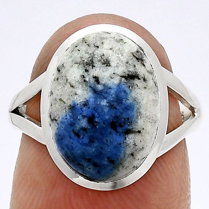 K2 Blue - Azurite In Quartz Ring size-7 SDR244181 R-1005, 10x14 mm