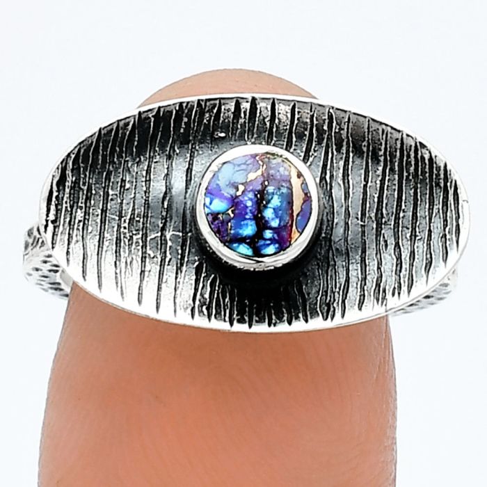 Kingman Purple Dahlia Turquoise Ring size-7 SDR244242 R-1573, 5x5 mm