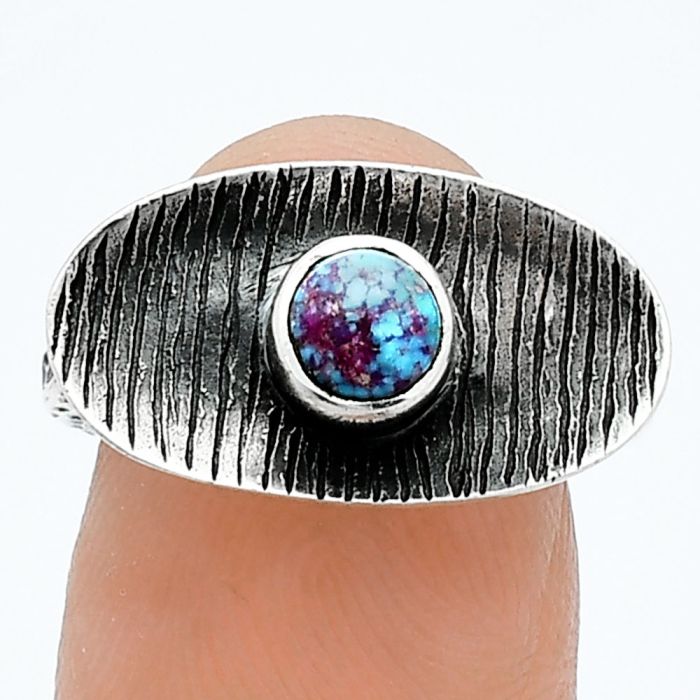 Kingman Purple Dahlia Turquoise Ring size-6 SDR244243 R-1573, 5x5 mm